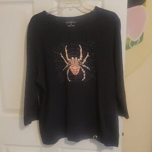 Catalog Favorites 100% cotton  Sz1x Womans Black T raised spider logo on front